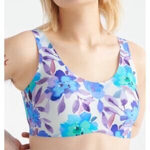 Knix Luxelift Pullover Bra Wireless Painted Bloom Size XXXL purple blue